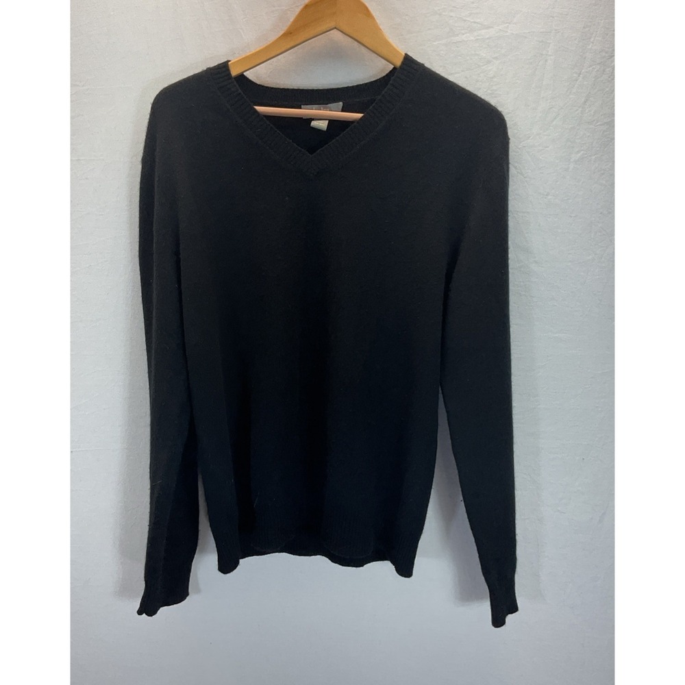 Neiman Marcus Cashmere Sweater Men's L Black V Neck Pullover Lightweight